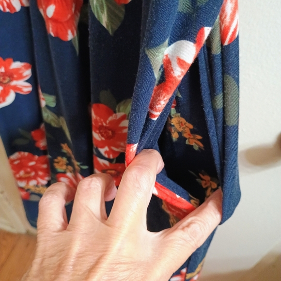 Xhilaration Red and Blue Ruffled Wrap Midi Dress. - Picture 3 of 4